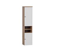 Schildmeyer Jesper Armoire Haute en Bois, Chêne Artisan, Blanc Mat, 30,3 x 25,4 x 138,3 cm
