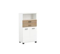 Schildmeyer Katta 158585 Buffet Haut, Blanc Mat/Aspect Panneau Acoustique, 59,8 x 32,6 x 110,5 cm