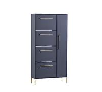 Schildmeyer Kent 701828 Meuble à Chaussures, Bleu Nuit/doré, 88,4 x 30 x 174,2 cm