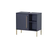 Schildmeyer Kent Meuble sous-Lavabo, Matériau Dérivé du Bois, Bleu Nuit/Doré, 65,3 x 33,1 x 63,3 cm