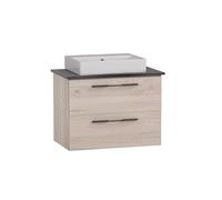 Schildmeyer Maxim 701844 Meuble Lavabo, Vasque À Poser Carrée, Décor Chêne Sable/Aspect Marbre