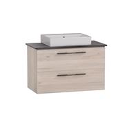Schildmeyer Maxim 701846 Meuble Lavabo, Vasque À Poser Carrée, Décor Chêne Sable/Aspect Marbre