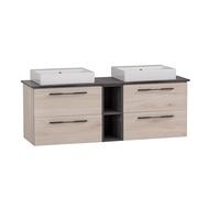 Schildmeyer Maxim 701848 Double Lavabo Carré À Poser, Décor Chêne Sable/Aspect Marbre