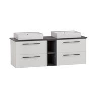 Schildmeyer Maxim 701856 Lavabo Double, Carré, À Poser, Blanc Mat/Aspect Marbre