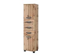 Schildmeyer Milan 134886 Armoire Haute - Dimensions : 32 x 40,3 x 163,7 cm - Décor chêne Style Maison de Campagne