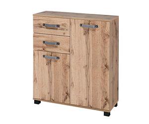 Schildmeyer Milan 134890 Commode - Dimensions : 32 x 80,6 x 94,8 cm - Décor chêne Style Maison de Campagne