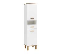 Schildmeyer Padua 142179 Armoire Haute, Blanc Brillant/Décor Maison de Campagne en chêne, 40,4 x 35,0 x 178,5 cm