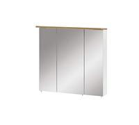 Schildmeyer Padua 142296 Armoire de Toilette avec Miroir, Blanc Brillant/Décor Chêne Rustique, 70,5 x 16 x 72,5 cm