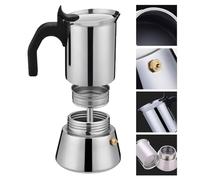 Schimer Cafetière sur Cuisinière en Acier Inoxydable, Pot Moka 6 Tasses | Bec Anti-goutte, Compatible avec Table de Cuisson électrique à Gaz à Induction, Soupape de sécurité, Brassage de Style