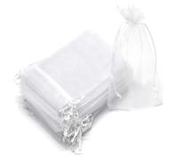 Schimer Sacs à Cordon en PET 6x8 Pouces, Paquet de 100 Organza | Indéchirable, Léger, Transparent, pour le Stockage de Bijoux, la Protection des Fruits, les Cadeaux de Mariage,