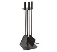 Schindler + Hofmann Serviteur de cheminée modèle 243 Anthracite Poignées en bois noir