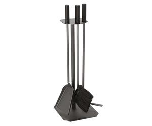 Schindler + Hofmann Serviteur de cheminée modèle 243 Anthracite Poignées en bois noir