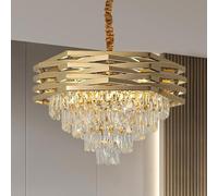 Schindora 60 Cm Moderne Lustre En Cristal Doré, Lustres Ronds Pour Salle à Manger K9, Luminaires Suspendus à 5 couches, Grand Lustre Encastré Pour Salon, EntréE, Hall D'EntréE, Escalier