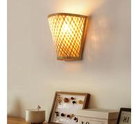 Schindora BohèMe Applique Murale IntéRieure, Bambou Rustique Applique Murale Chambre En Forme De Panier Murale Ferme D’Abat-Jour TisséE à La Main E27 Lampe Murale Salle à Manger Chevet Maison