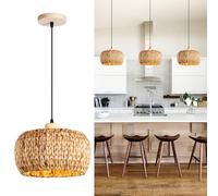 Schindora Boho Lustre Salon,30Cm Jacinthe D'eau Weaving Suspension Luminaire Tissé À La Main Ferme E27 Luminaires IntéRieur Pour Cuisine Chambre Salon Salle À Manger