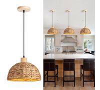 Schindora Boho Lustre Salon,30Cm Tissé À La Main Jacinthe D'eau Weaving Suspension Luminaire Ferme E27 Luminaires IntéRieur Pour Cuisine Chambre Salon Salle À Manger