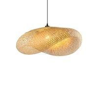 Schindora Luminaire Plafonnier RéTro,Chapeau Bambou Suspension Rotin 40Cm Tissage Plafonnier Salle De Bain E27 CréAtivité éClairage De Plafond Pour Salle À Manger Salon Restaurant,Paille LéGèRe