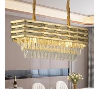 Schindora Modernes DoréS Lustres En Cristal Pour Salle à Manger L80 Cm Lustre Doré à Salon Salle à Manger Lustre Sur Table Plafond Ovale Suspension Luminaire Suspendu Pour îLot De Cuisine