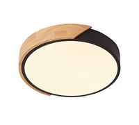 Schindora Plafonnier LED 24W Blanc Chaud 3000K 1600LM, Plafonnier LED Moderne Rond en Bois d'intérieur Ø30cm pour Salon Couloir Maison Bureau Porche