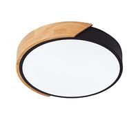Schindora Plafonnier LED 24W Blanc Froid 6000K 1600LM, Plafonnier LED Moderne Rond en Bois Intérieur Ø30cm pour Salon Couloir Maison Bureau Porche