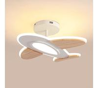 Schindora Plafonnier LED 35 W - En forme d'avion - Intensité variable - Avec télécommande - 50 x 45 cm - Blanc - 2700-6500 K - Accessoires en bois