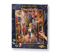 Noris Kit peinture par numéros Ruelle Romantique – adultes, pinceaux & peintures acryliques 40x50cm