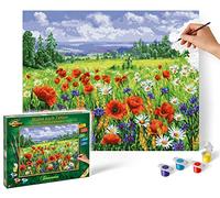 Schipper 609130824 Peinture par numéros - Prairie Florale - Images pour Adultes - avec pinceaux et peintures acryliques - 40 x 50 cm