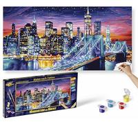 Schipper 609220862 Manhattan la nuit Peinture pour adultes avec pinceaux et peintures acryliques 40 x 80 cm, Taille unique