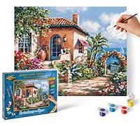 Schipper 609240795 Peinture par numéros - Maison de Vacances en Bord de mer - Images de Peinture pour Adultes - Pinceaux et peintures acryliques - 24 x 30 cm