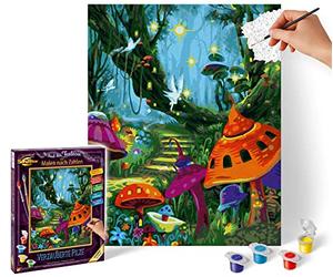 Schipper 609240868 Kit de Peinture par numéros pour Adultes avec pinceaux et peintures acryliques Motif Champignons enchantés 24 x 30 cm