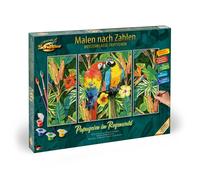 Schipper Peinture par numéros pour adultes – Perroquets forêt tropicale – Triptyque 50 x 80 cm