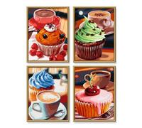 Schipper 609340629 Lot De 4 Tableaux De Peinture Par Numéros Motifs Cupcakes 18 X 24 Cm