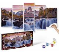 Schipper 609450913 Peinture par numéros - Patagonie mystique - Tableau de peinture pour adultes avec pinceaux et peintures acryliques - 5 images - Classe de maître polyptyque - Édition professionnelle