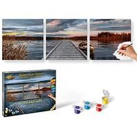 Schipper -609470754 - Numéro d'art - Lever du Soleil sur Le Ponton du Lac - Triptyque