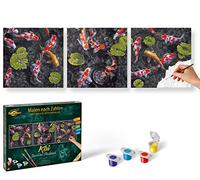 Schipper 609470860 Peinture par numéros - Joyau Koi dans un étang à poissons - Images de peinture pour adultes - Pinceaux et peintures acryliques - 40 x 120 cm