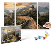 Schipper Peinture par numéros - La Grande Muraille de Chine - Tableaux de Peinture pour Adultes, y Compris Pinceaux et Peintures Acryliques, Triptyque, 50x80cm