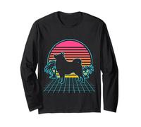 Schipperke Dog Retro Vintage 80s Vaporwave Aesthetic Puppy Manche Longue