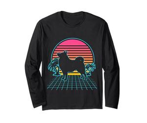 Schipperke Dog Retro Vintage 80s Vaporwave Aesthetic Puppy Manche Longue