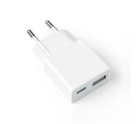 SCHITEC Adaptateur de charge USB 10 W ultra fin et compact avec 2 ports USB-C et USB-A, 5 V/2 A, compatible avec iPhone, liseuses électroniques, brosses à dents électriques, lecteurs MP3 et
