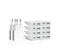 SCHITEC Chargeur Universel USB 5V/1A 2Port Mini Mural Adaptateur de Prise Secteur Compatible avec iPhone, Samsung, Nexus, Huawei, Xiaomi, HTC, Sony (10 Pack)