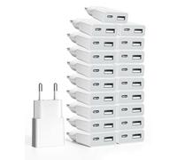 SCHITEC Chargeur USB 5V/1A 2Port Mini USB Mural Chargeur Secteur USB Adaptateur de Prise Universel Compatible avec iPhone, Sam Sung, Nexus, Nokia, Huawei, Xiaomi, HTC, Sony (Thickness 1.45cm/20 Pack)