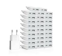 SCHITEC Chargeur USB 5V/1A 2Port Mini USB Mural Chargeur Secteur USB Adaptateur de Prise Universel Compatible avec iPhone, Sam Sung, Nexus, Nokia, Huawei, Xiaomi, HTC, Sony (Thickness 1.45cm/30 Pack)