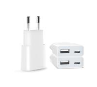 SCHITEC Chargeur USB 5V/1A 2Port Mini USB Mural Chargeur Secteur USB Adaptateur de Prise Universel Compatible avec iPhone, Sam Sung, Nexus, Nokia, Huawei, Xiaomi, HTC, Sony (Thickness 1.45cm/3 Pack)
