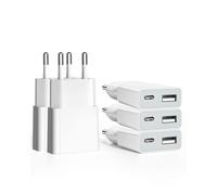 SCHITEC Chargeur USB 5V/1A 2Port Mini USB Mural Chargeur Secteur USB Adaptateur de Prise Universel Compatible avec iPhone, Sam Sung, Nexus, Nokia, Huawei, Xiaomi, HTC, Sony (Thickness 1.45cm/5 Pack)