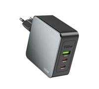 SCHITEC Chargeur USB C, chargeur rapide GaN 100 W, 3 ports [2 USB-C + USB-A], bloc d'alimentation USB pour MacBook Air, Lenovo ThinkPad X1, iPad Pro, iPhone 17 16 Pro Max, Xiaomi 13 14 (gris)