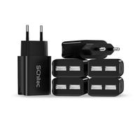 SCHITEC Chargeur USB, Pack de 6 unités avec 2 Ports 5V/2.1A chacun. Adaptateur de Voyage Portable pour iPhone 12, 11, 8, pour Samsung Galaxy, Huawei, Xiaomi et Plus. Couleur Noir.