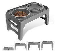 SCHITEC Gamelles surélevées pour Chien, 4 Hauteurs Réglables, Gamelle Anti-Glouto et Gamelle Eau Chien Anti éclaboussure, pour Grands Petits Chiens Chat de Taille et Moyenne