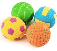 SCHITEC, jouets pour chiens avec son, balles interactives avec sifflet pour chiens de petite taille, 5,1 cm, en latex souple, à ressort, jouet de rapport, lot de 4