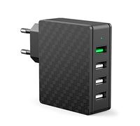 SCHITEC Quick Charge 3.0 Chargeur Secteur USB 30W Chargeur Mural 4 Ports Prise USB Secteur USB Chargeur pour iPhone XS/XS Max/XR / 8, Samsung Galaxy S9 / S8 / Note 8,LG,Sony,Android (Noir-QC)