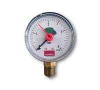 Schläfer 0930163 | Manomètre hydraulique vertical raccord radial 1/4" échelle 0-4 Bar de 63 mm pour systèmes thermiques air eau indicateur de pression hydraulique